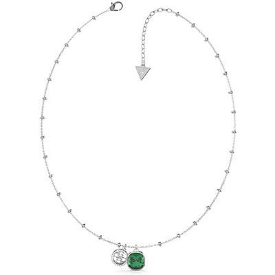 Guess Collana Donna Acciaio Logo 4G e Cristallo Verde