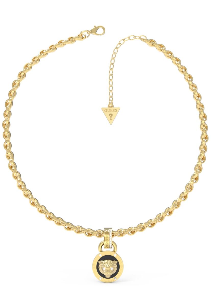 Guess Collana Donna Acciaio Gold Tigre e Cristalli